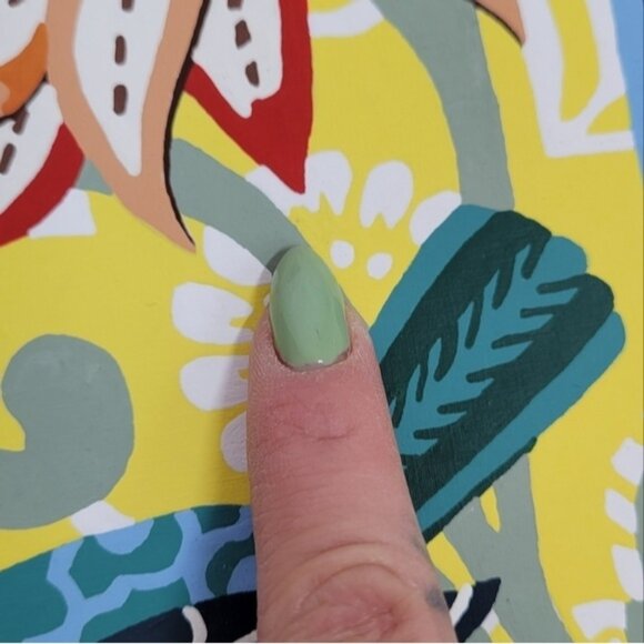 Floral Garden with Bird Painting Finished 11 by 11 Botanical - Picture 12 of 14